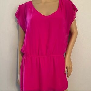 Gianni Bini Large Pink Blouse with Sheer Overlay